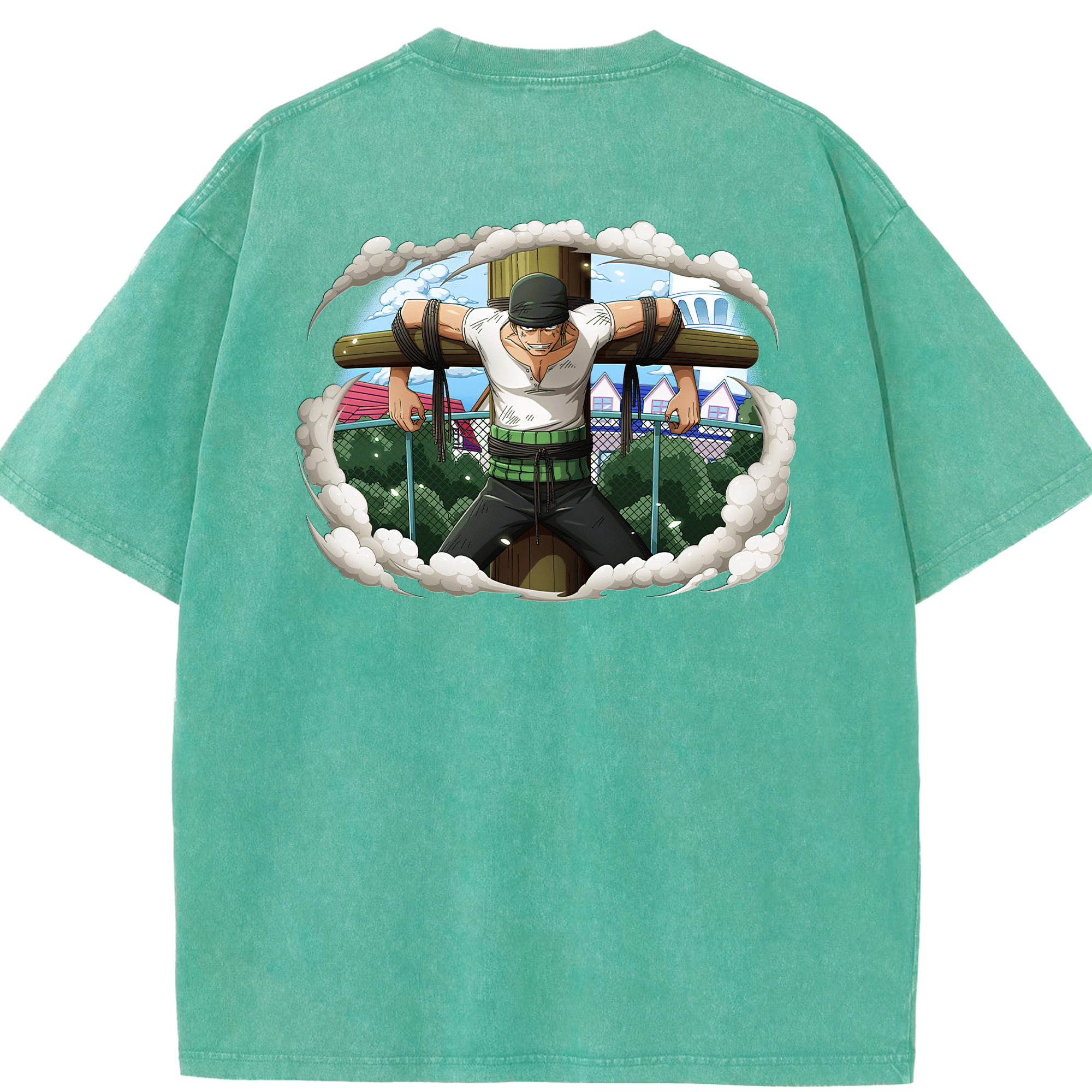 ワンピース ロロノア・ゾロ ONE PIECE Roronoa Zoro 綿100% ヴィンテージ風 半袖Tシャツ（背面プリント）